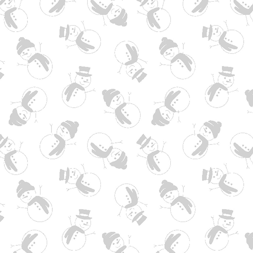 Pattern of snowmen icons on a white background