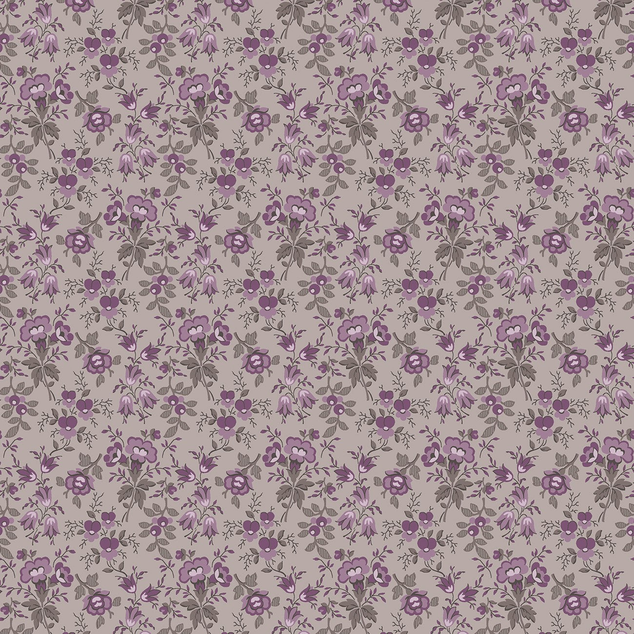 Fabric Wilmington Gray Small Floral Blackberry Bramble by the Quarter Yard 98761-969