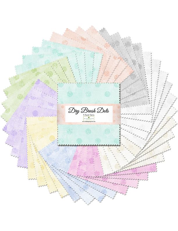 Fabric Wilmington Precuts Dry Brush Dots 5" Karat Gems Pack 507-160-507