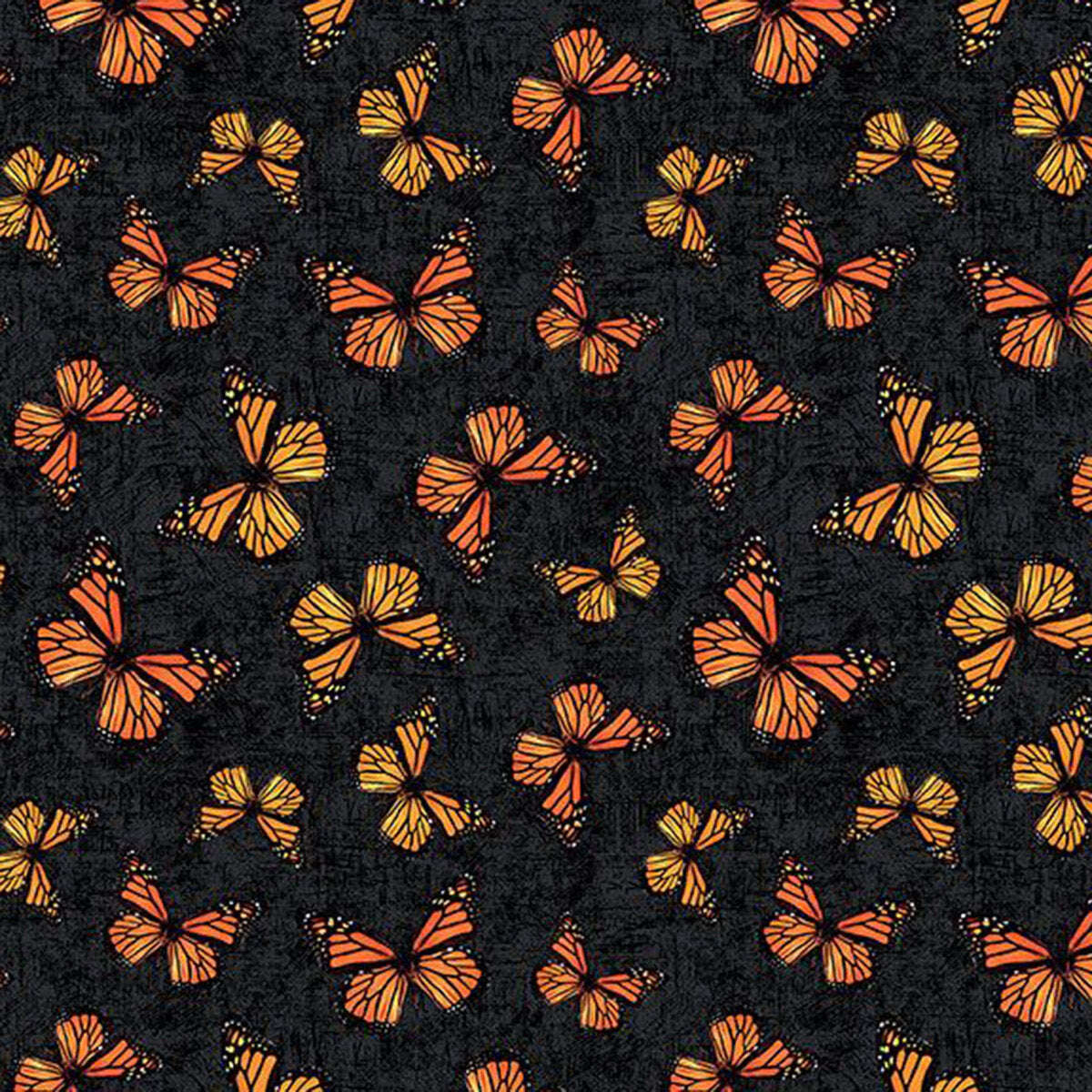 Fabric Wilmington Prints Black Butterfly Toss Sunshine Whispers by the Quarter Yard 28656-998