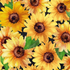 Fabric Wilmington Prints Black Large Packed Sunflowers Sunshine Whispers by the Quarter Yard 28653-952
