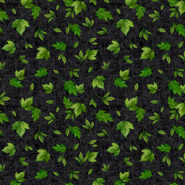 Fabric Wilmington Prints Black Leaves Toss Sunshine Whispers by the Quarter Yard 28657-977
