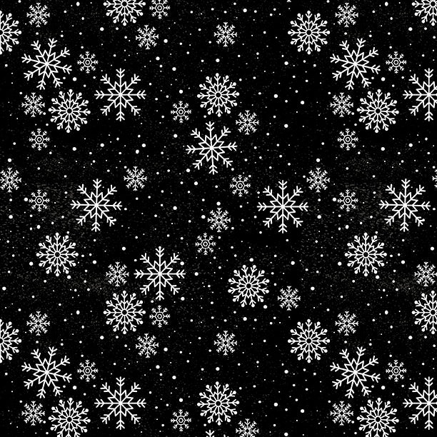 Black and white snowflake fabric pattern
