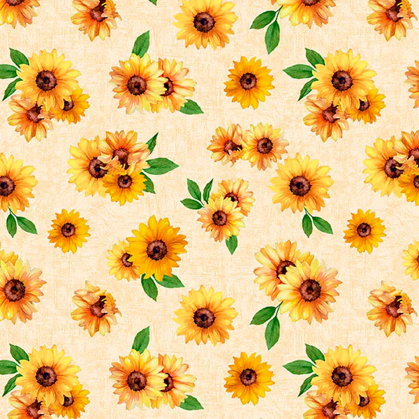 Fabric Wilmington Prints Cream Sunflower Toss Sunshine Whispers by the Quarter Yard 28655-257