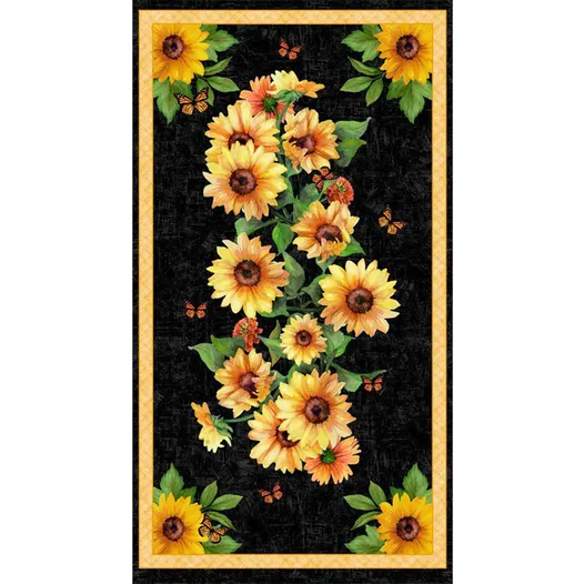 Fabric Wilmington Prints Multi Sunshine Whispers Sunflower 23x42" Panel 28651-975
