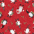 Pattern of Christmas gnomes on a red background with white snowflakes