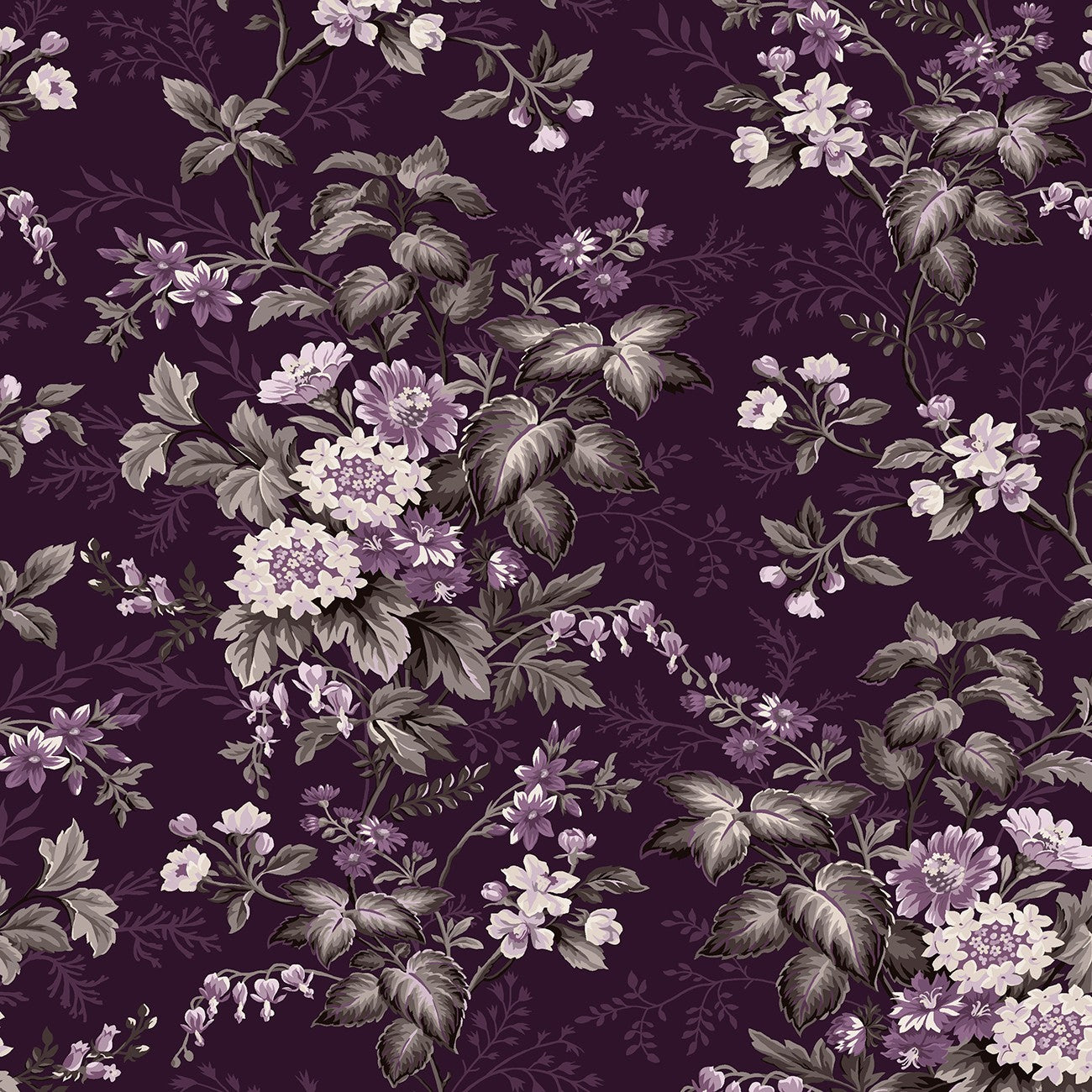 Fabric Wilmington Purple Large Floral Blackberry Bramble by the Quarter Yard 98759-669