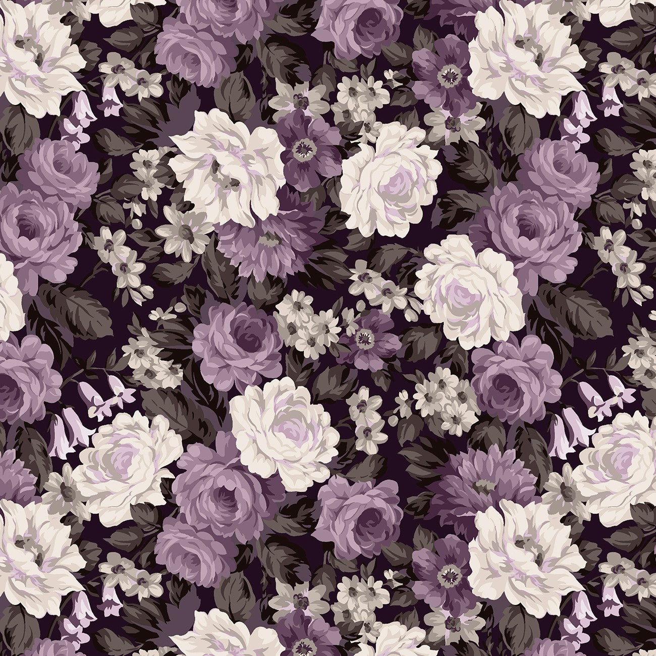 Fabric Wilmington Purple Packed Floral Blackberry Bramble by the Quarter Yard 98760-669