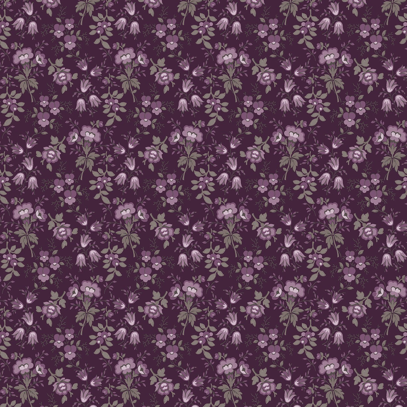 Fabric Wilmington Purple Small Floral Blackberry Bramble by the Quarter Yard 98761-669
