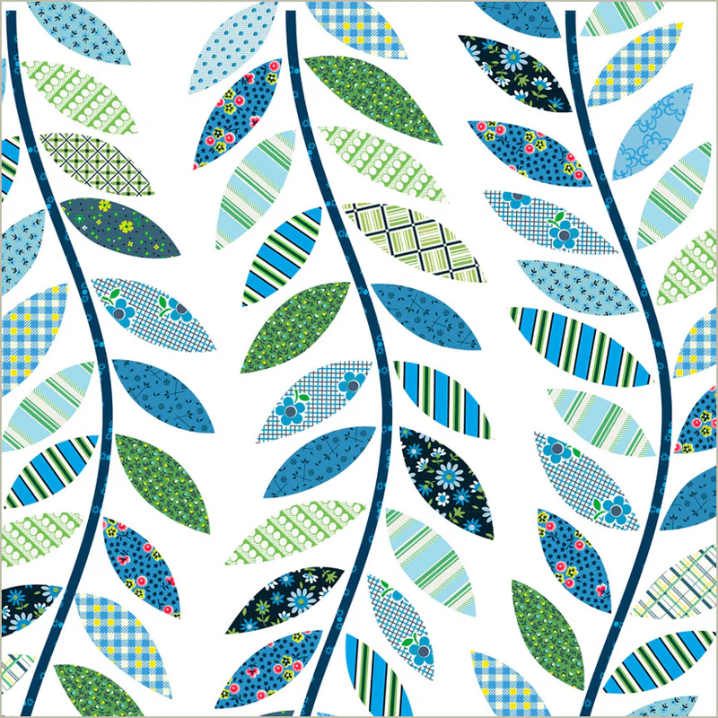 Pattern of colorful leaves on a white background