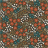 Floral pattern with red, blue, and white flowers on a brown background