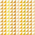 A repeating geometric quilt pattern made of alternating yellow, orange, beige, and white triangles with small floral and dot print fabrics.