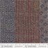 A close-up fabric swatch showing three vertical panels of textured, hand-stitched kantha-style fabric with geometric and chevron patterns in muted brown, blue-gray, and rust tones. A ruler scale and Windham Fabrics branding are printed along the bottom edge.