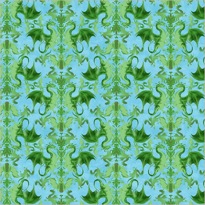 Fabric Windham Green Heraldry Dragon Kingdom by the Quarter Yard 54807D-3