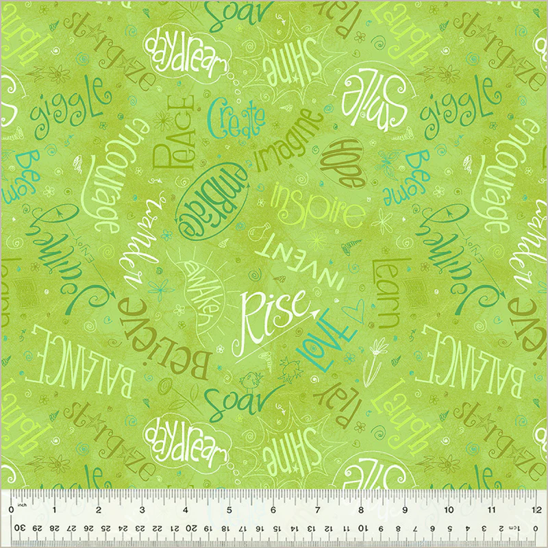 Fabric Windham Lime Aspirations Noteworthy by the Quarter Yard 53856-3