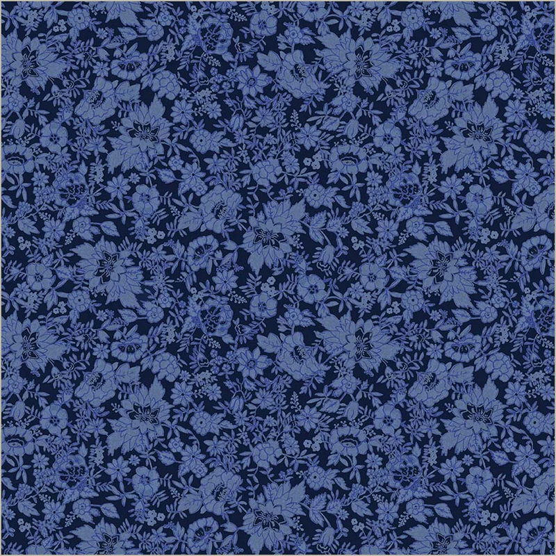 Fabric Windham Midnight Flower Bed China Blue by the Quarter Yard 54936-3