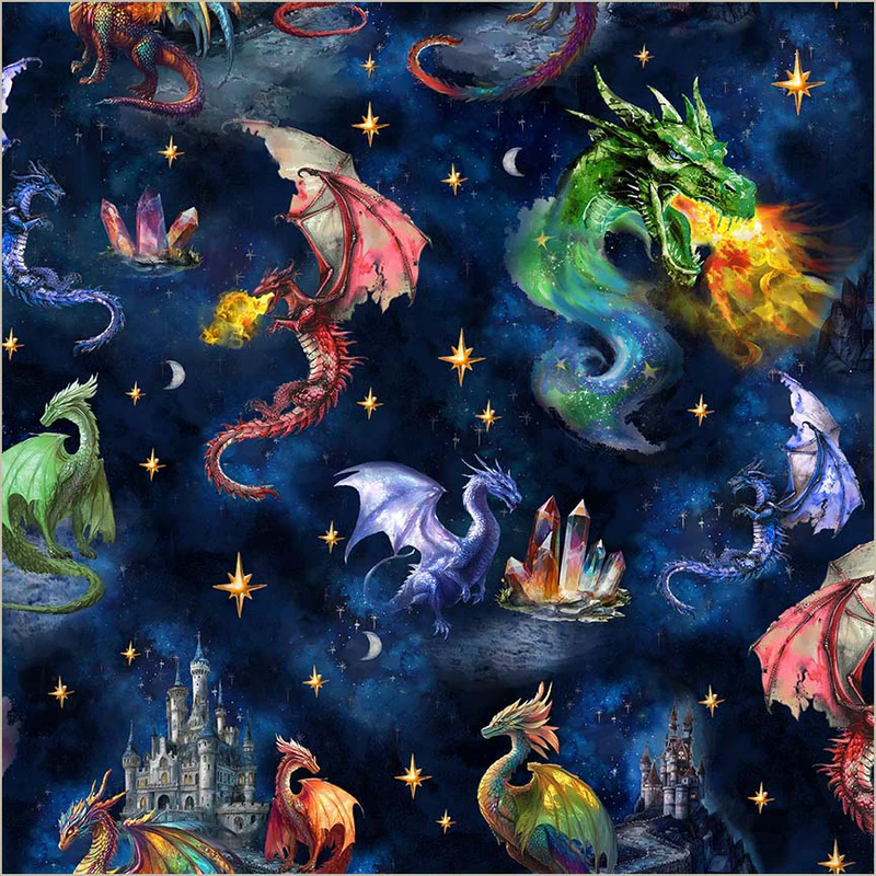 Fabric Windham Midnight Mythical Adventure Dragon Kingdom by the Quarter Yard 54806D-1