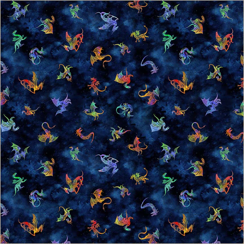 Fabric Windham Midnight Take Flight Dragon Kingdom by the Quarter Yard 54808D-1