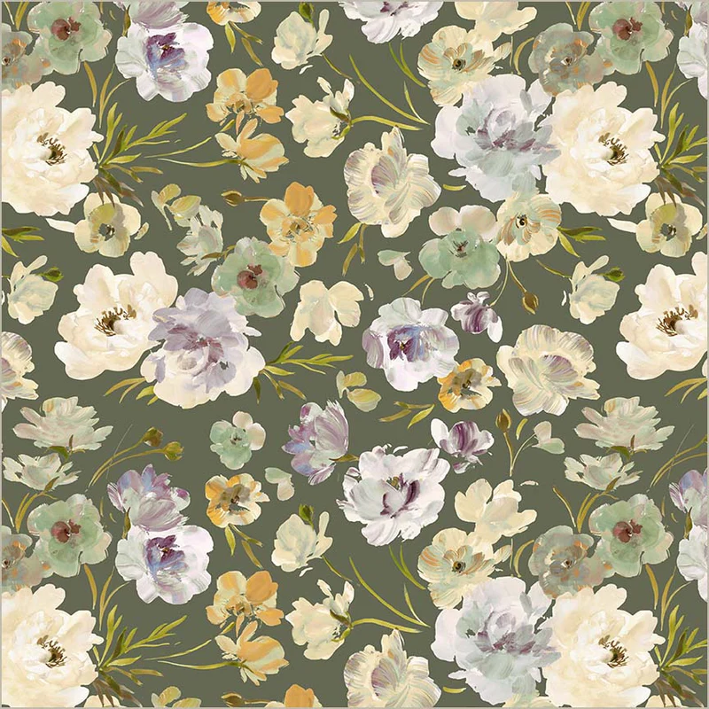 Fabric Windham Moss Ranunculus in Canvas Bloomfield by the Quarter Yard 54874DC-18