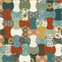 Patterned fabric with autumn-themed designs including pumpkins, leaves, and plaid patterns.