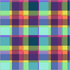 Colorful plaid pattern with a mix of green, blue, purple, and yellow squares.