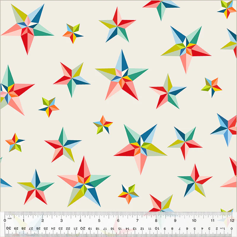 Fabric Windham Multicolor Pinwheel Stars 108" Quilt Back by the Quarter Yard 54511DW-2DES