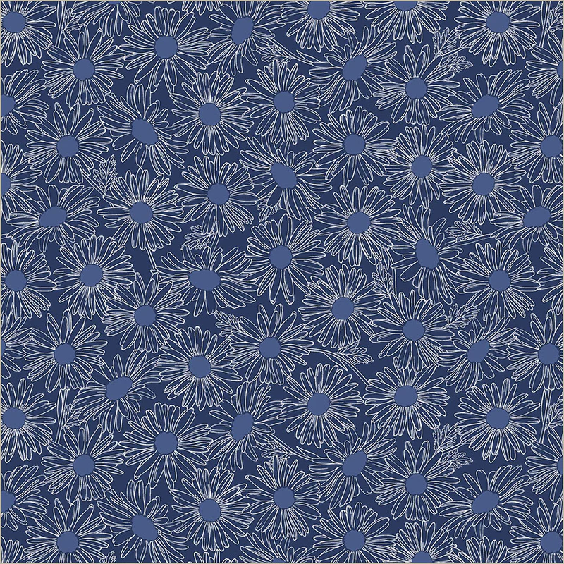 Fabric Windham Navy Daisy Field Front Porch by the Quarter Yard 54862-1