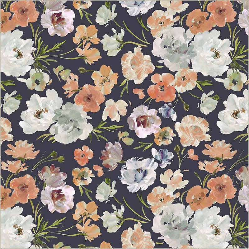 Fabric Windham Navy Ranunculus Bloomfield by the Quarter Yard 54874D-19