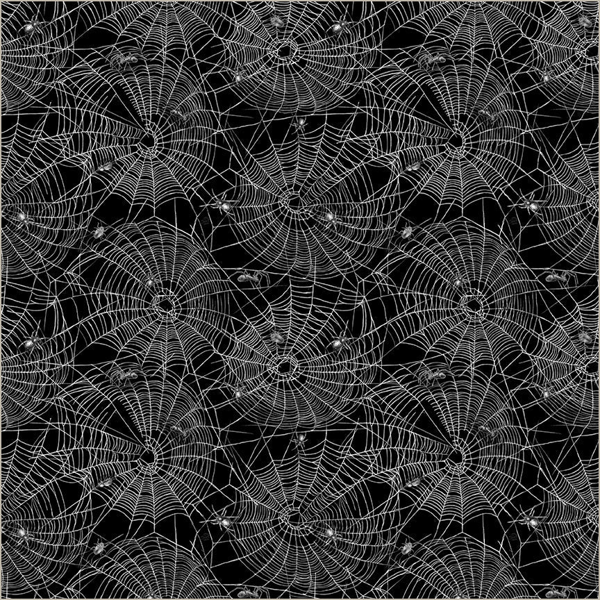 Pattern of spider webs on a black background