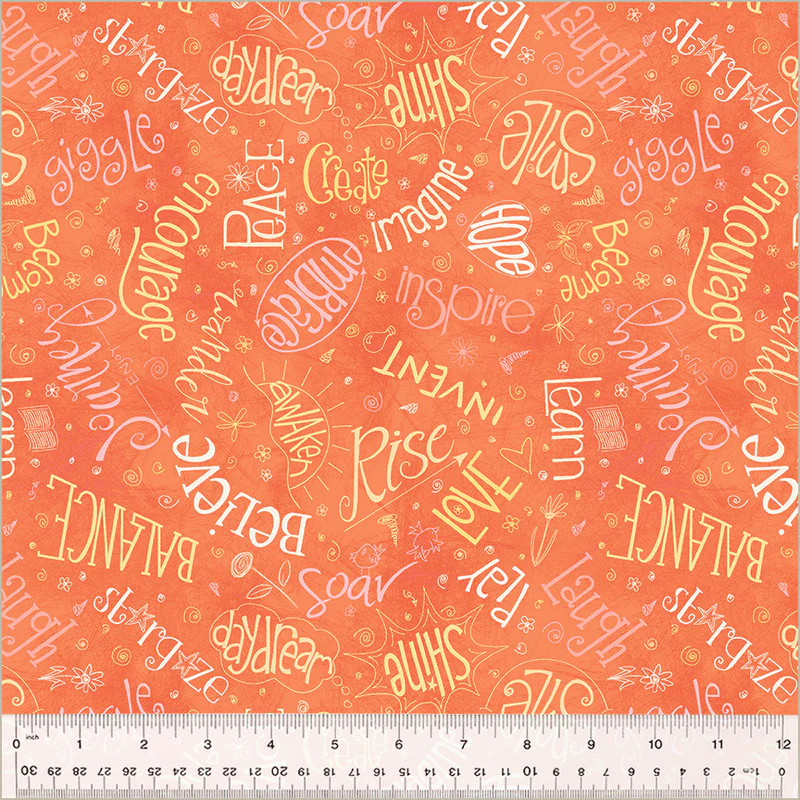 Fabric Windham Orange Aspirations Noteworthy by the Quarter Yard 53856-2