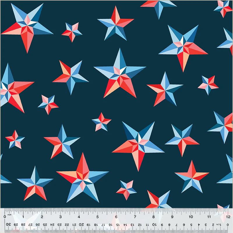 Fabric Windham Patriotic Pinwheel Stars 108" Quilt Back by the Quarter Yard 54511DW-1DES