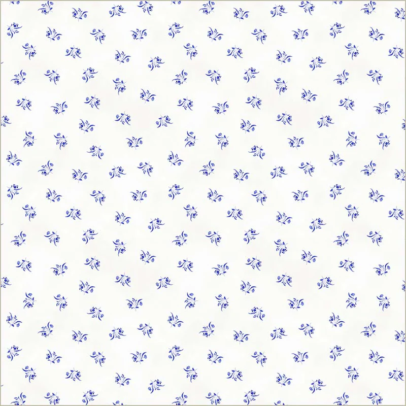 Fabric Windham White Fleurette China Blue by the Quarter Yard 54939-1
