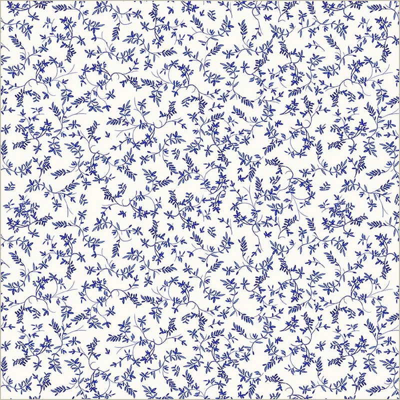 Fabric Windham White Flowing Vine China Blue by the Quarter Yard 54938-1