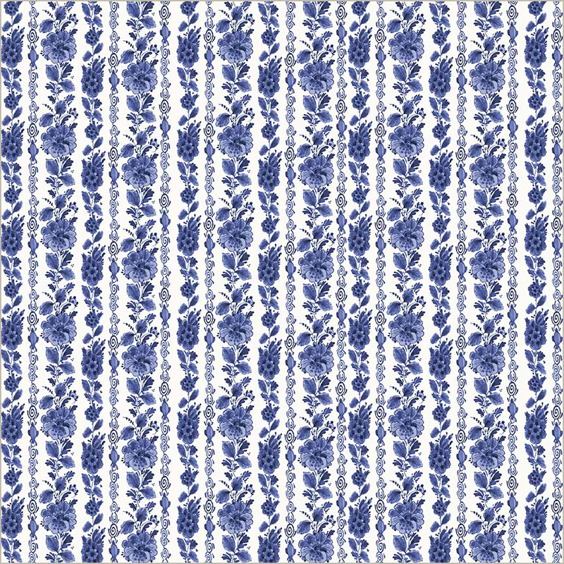 Fabric Windham White Garden Rows China Blue by the Quarter Yard 54937-1