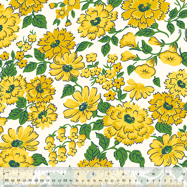 Fabric Windham Yellow Blooming Meadow Merry-Go-Round by the Quarter Yard 54788-2