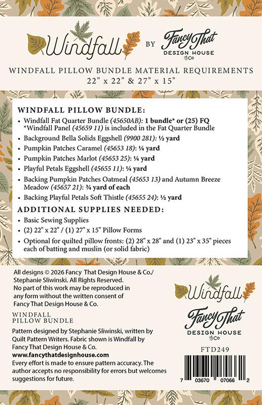 Fancy That Design House Windfall Pillow Bundle Pattern FTD-249