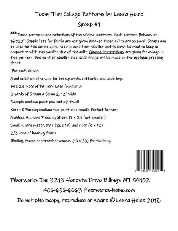 Fiberworks Teeny Tiny Collage Pattern Collection 1 LHFW-TT1 Supply List