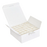 White box with white bobbins inside on a white background