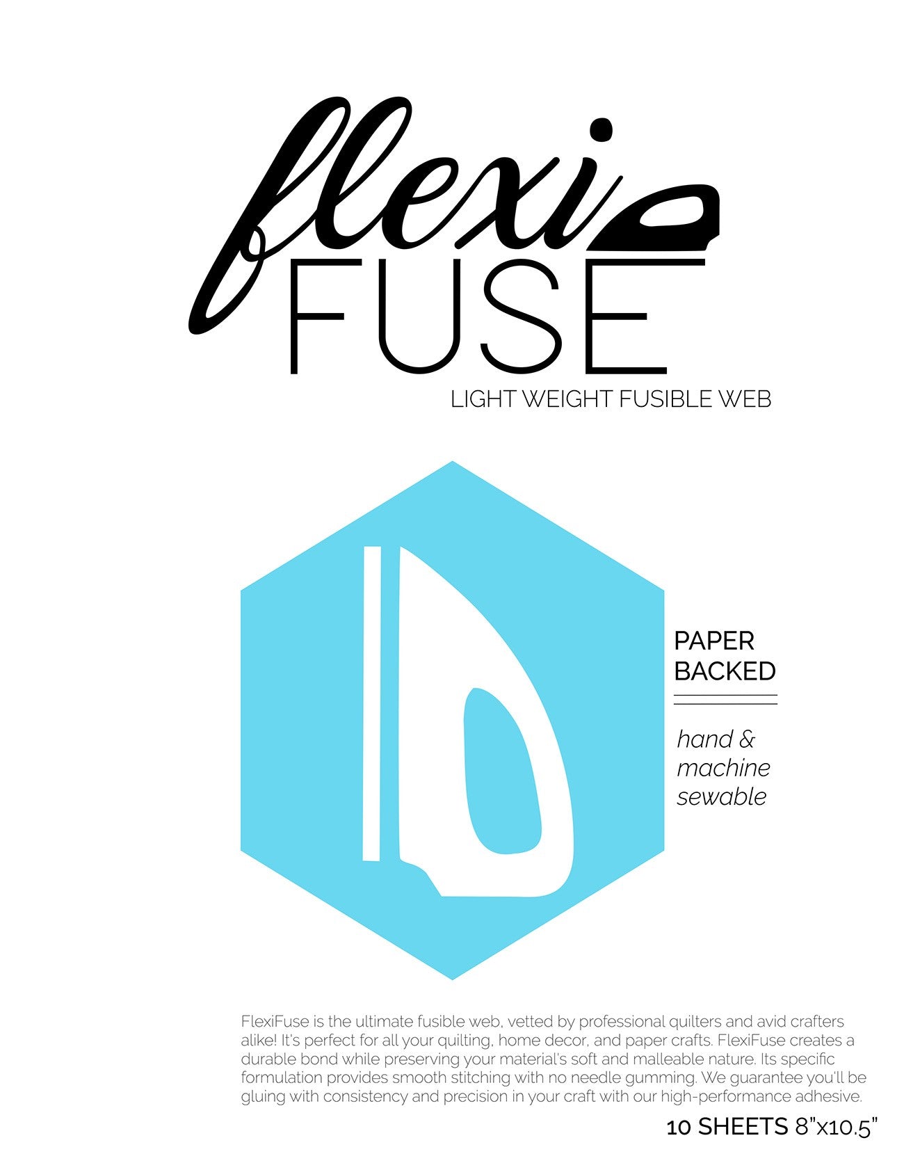 FlexiFuse Lightweight Fusible Web 10pc Sheets 8x10.5" FLEX-10