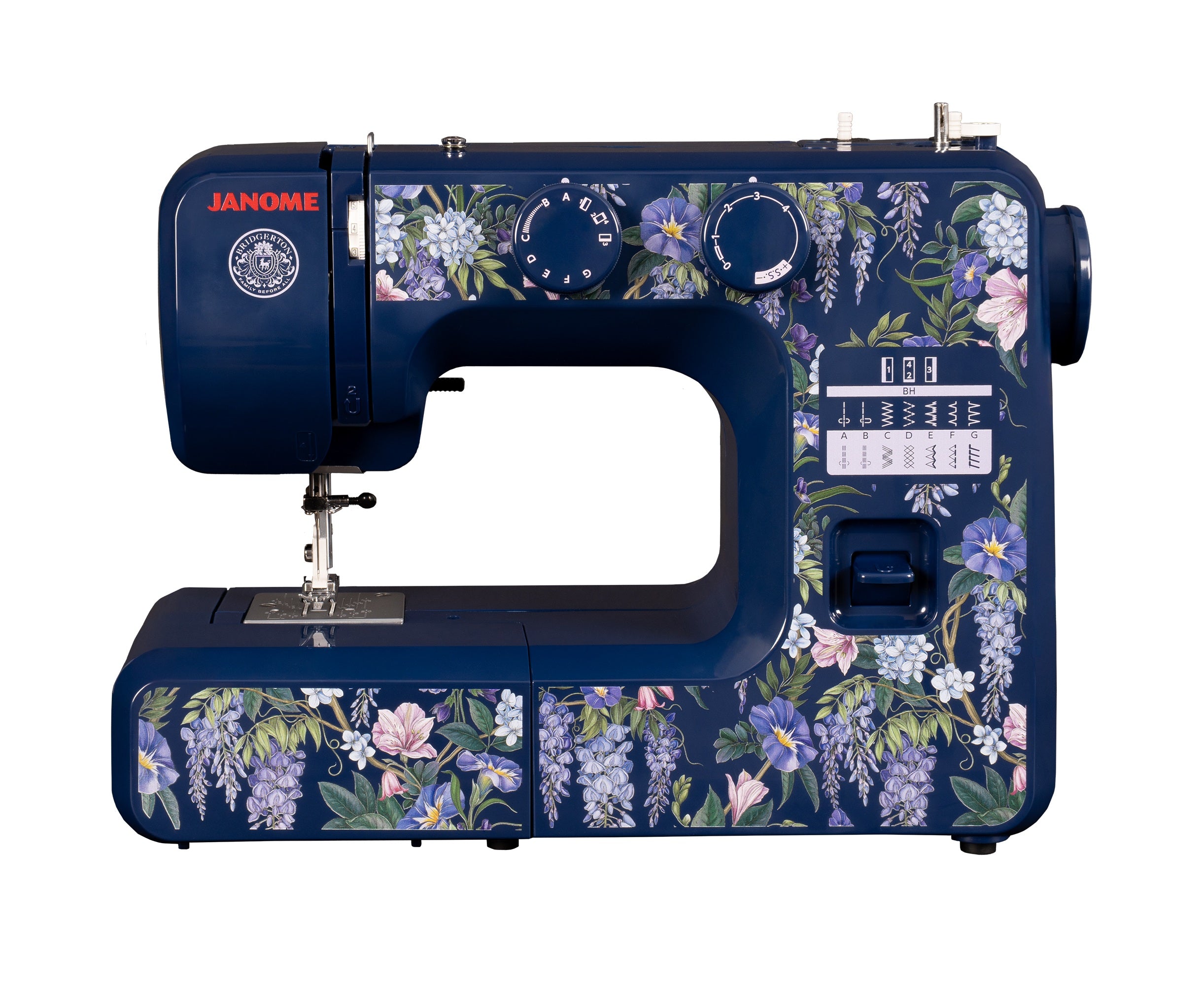 Janome Wisteria Promenade Easy-to-Use 15-Stitch Sewing Machine Officially Licensed Bridgerton Collection