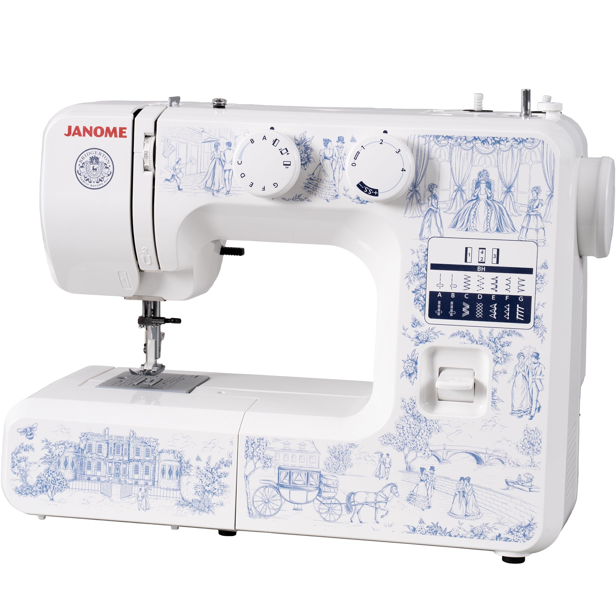 Janome Toile Romance Easy-to-Use 15-Stitch Sewing Machine Officially Licensed Bridgerton Collection