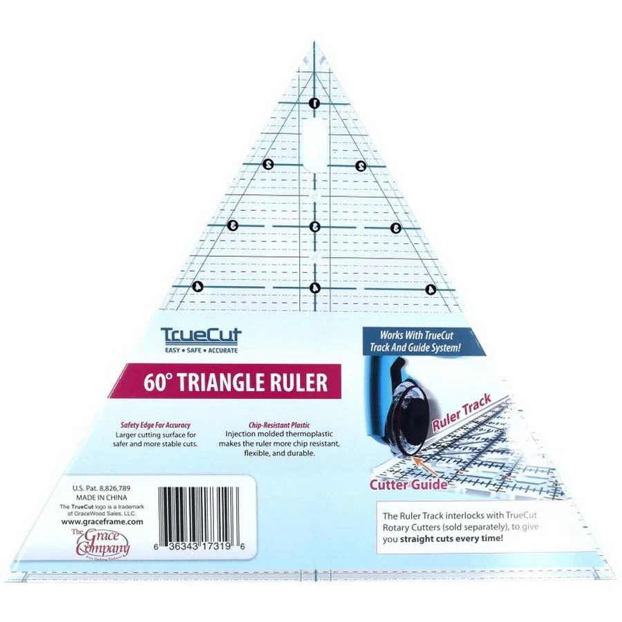 Grace Company TrueCut Equilateral Triangle Quilting Ruler 60° 21042