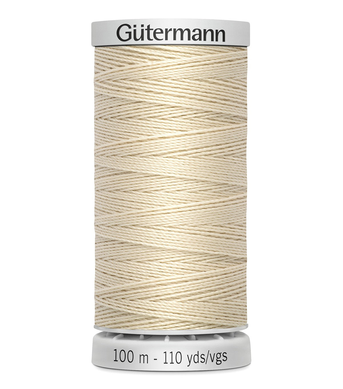 Spool of Gütermann thread on a white background
