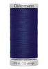 Spool of blue thread with 'Gütermann' branding on a white background