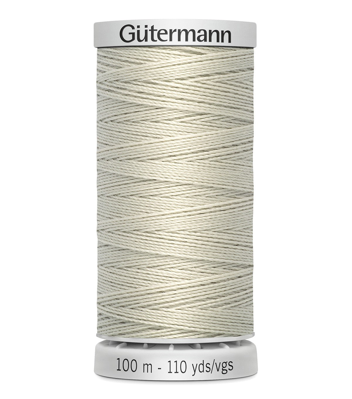 Spool of Gutermann thread on a white background