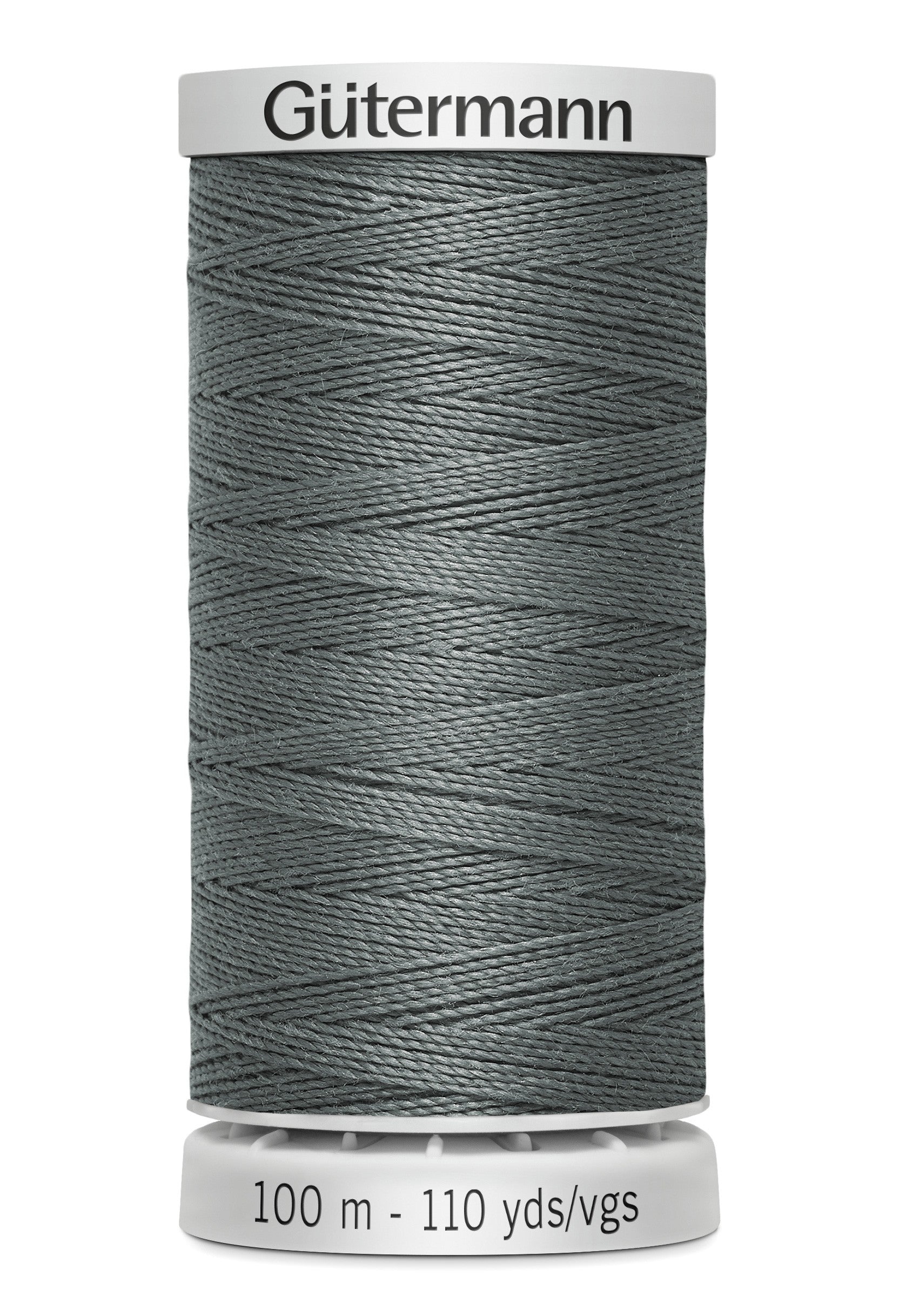 Spool of Gutermann thread on a white background