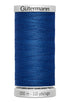 Spool of blue thread with 'Gütermann' branding on a white background
