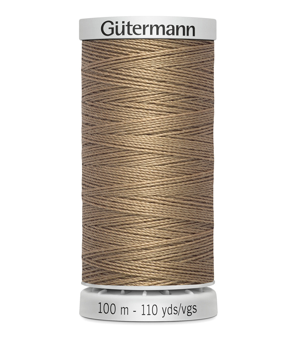 Spool of Gütermann thread on a white background