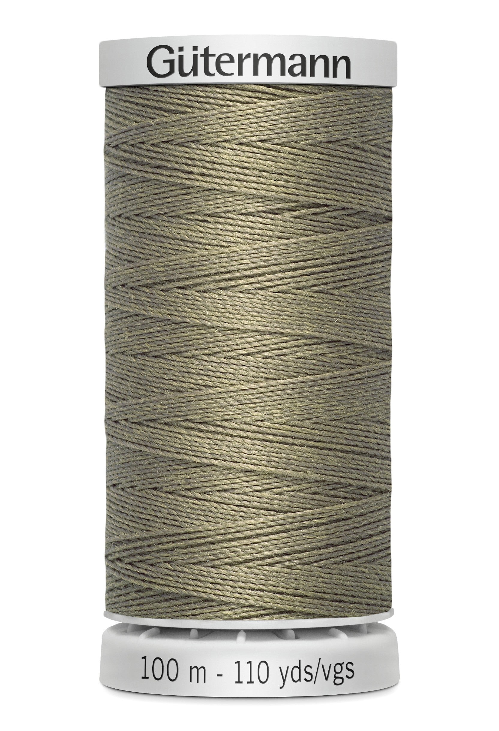 Spool of Gutermann thread on a white background