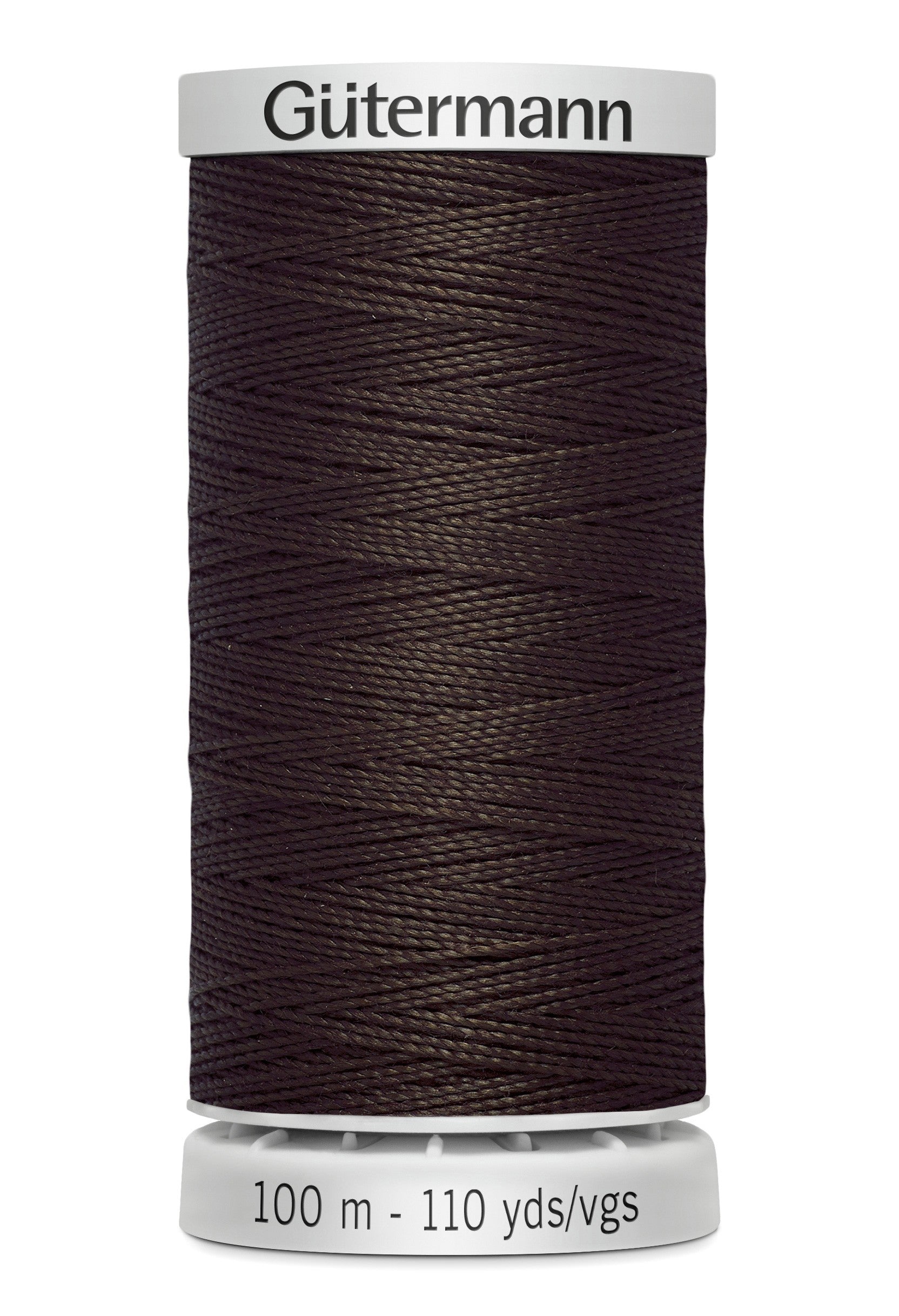 Spool of Gutermann thread on a white background